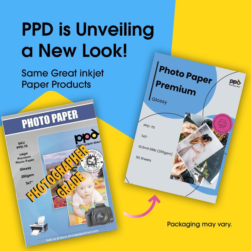 PPD Glossy Photo Paper for Inkjet Printer, 5 x 7" Premium Quality Printable Sheets for Custom Picture, Professional Photographic Instant Dry For with Normal, Dye or Pigment Ink (100 Pack/280 gsm) - Image 2